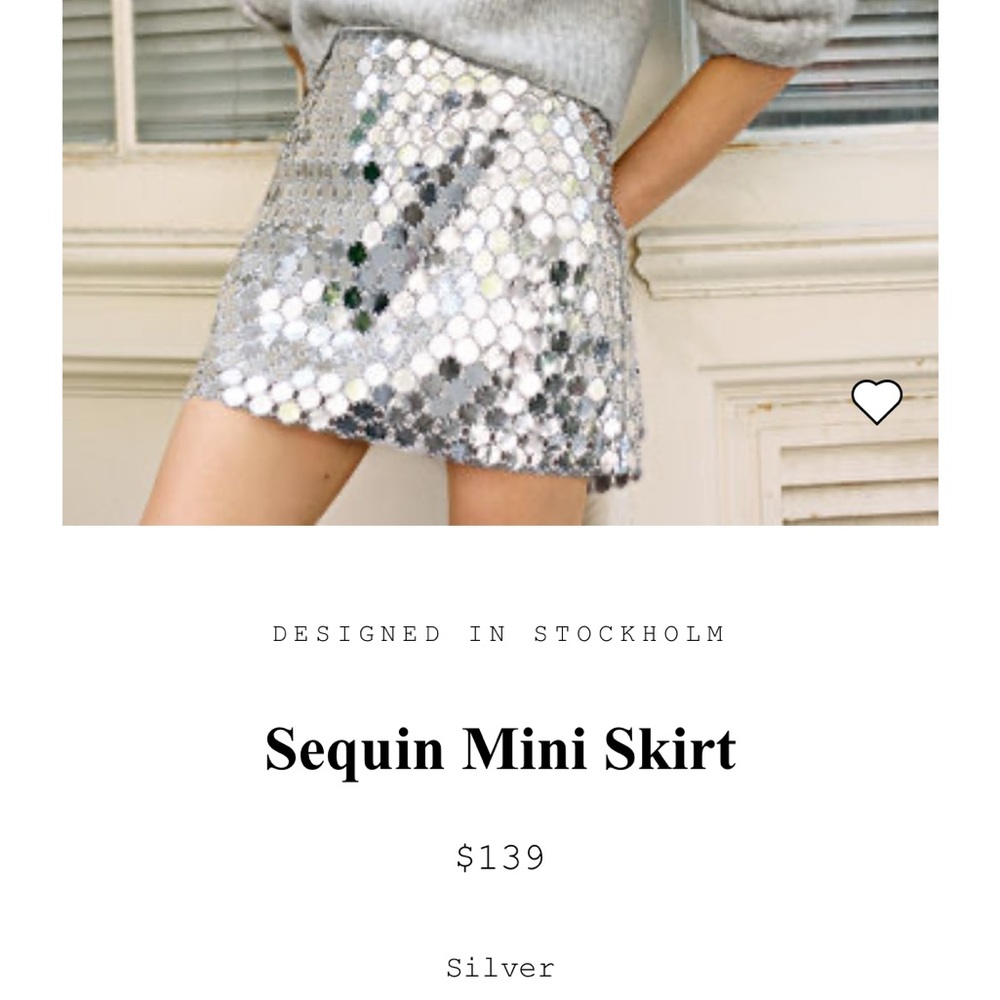 & Other Stories Mini Silver Skirt